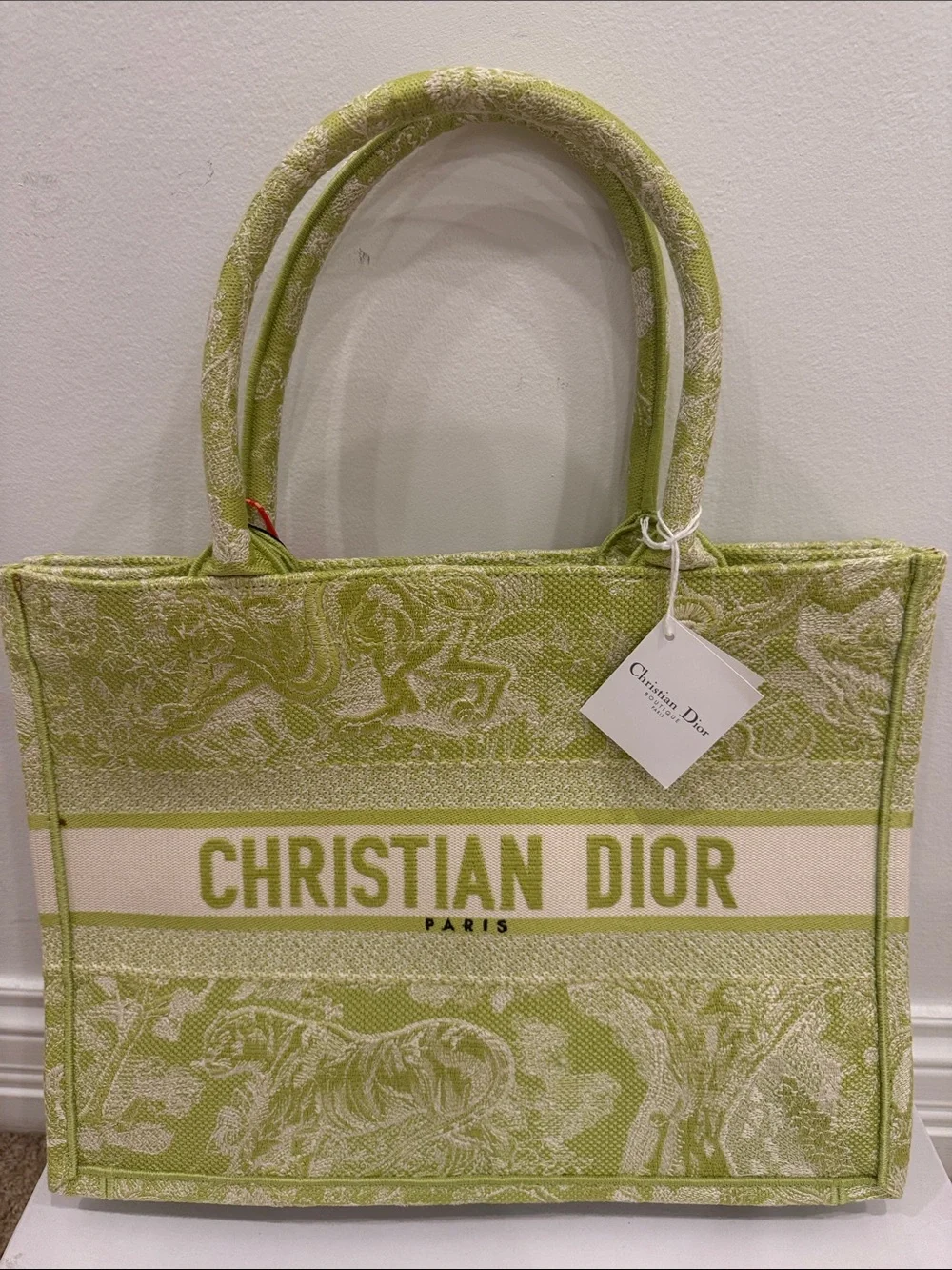 Dior Riviera Medium Book Tote Green  Limited Edition Toile de Jouy Canvas NWT